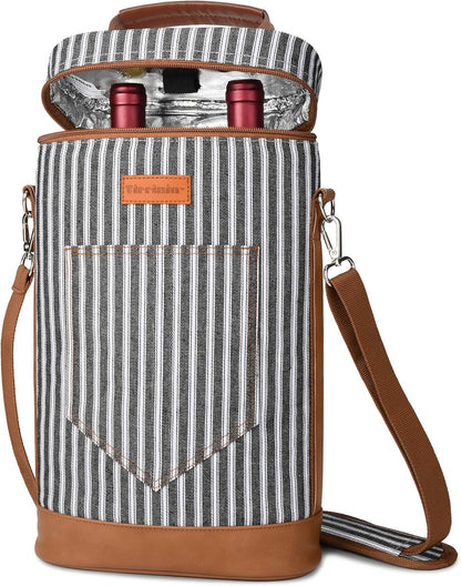 Bolsa térmica para vino con diseño acolchado | Enfriador a prueba de fugas para viajes y fiestas