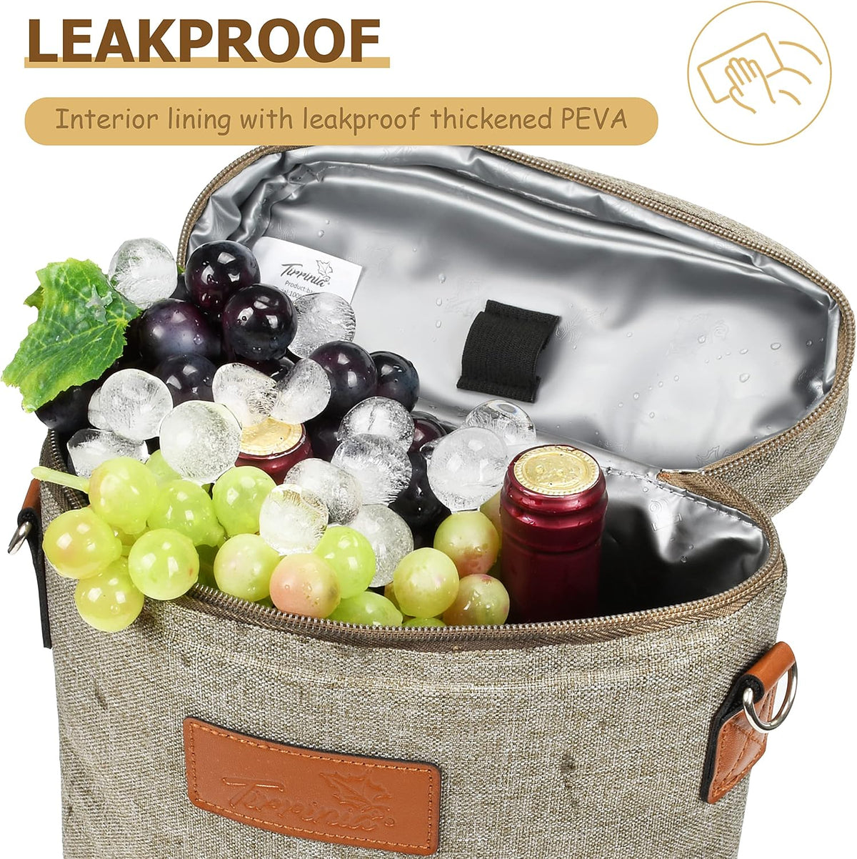 Bolsa térmica para vino con diseño acolchado | Enfriador a prueba de fugas para viajes y fiestas