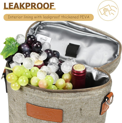 Bolsa térmica para vino con diseño acolchado | Enfriador a prueba de fugas para viajes y fiestas