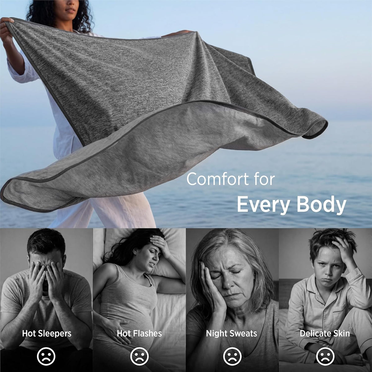Confort Acogedor | Manta refrescante de verano de rayón de bambú para personas calurosas | Manta ligera para viajes y uso al aire libre