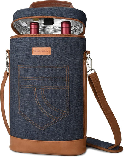 Bolsa térmica para vino con diseño acolchado | Enfriador a prueba de fugas para viajes y fiestas