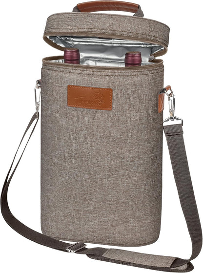 Bolsa térmica para vino con diseño acolchado | Enfriador a prueba de fugas para viajes y fiestas