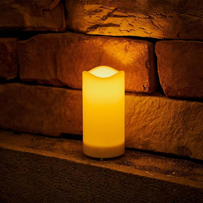 Battery-Powered LED Pillar Candle 4 Inch Realistic Flicker Ivory Wax-Effect Indoor Decor Safe Lighting for Bedroom Living Room Dining Table