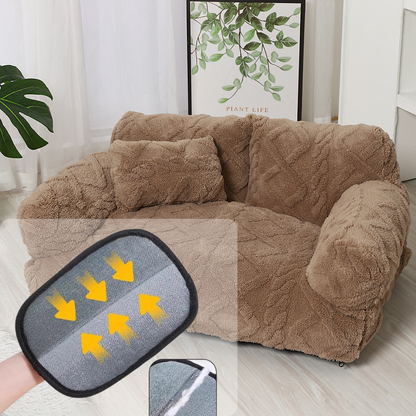 Cama para perro tipo sofá acogedora con borde elevado – Diseño de felpa suave