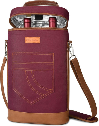 Bolsa térmica para vino con diseño acolchado | Enfriador a prueba de fugas para viajes y fiestas