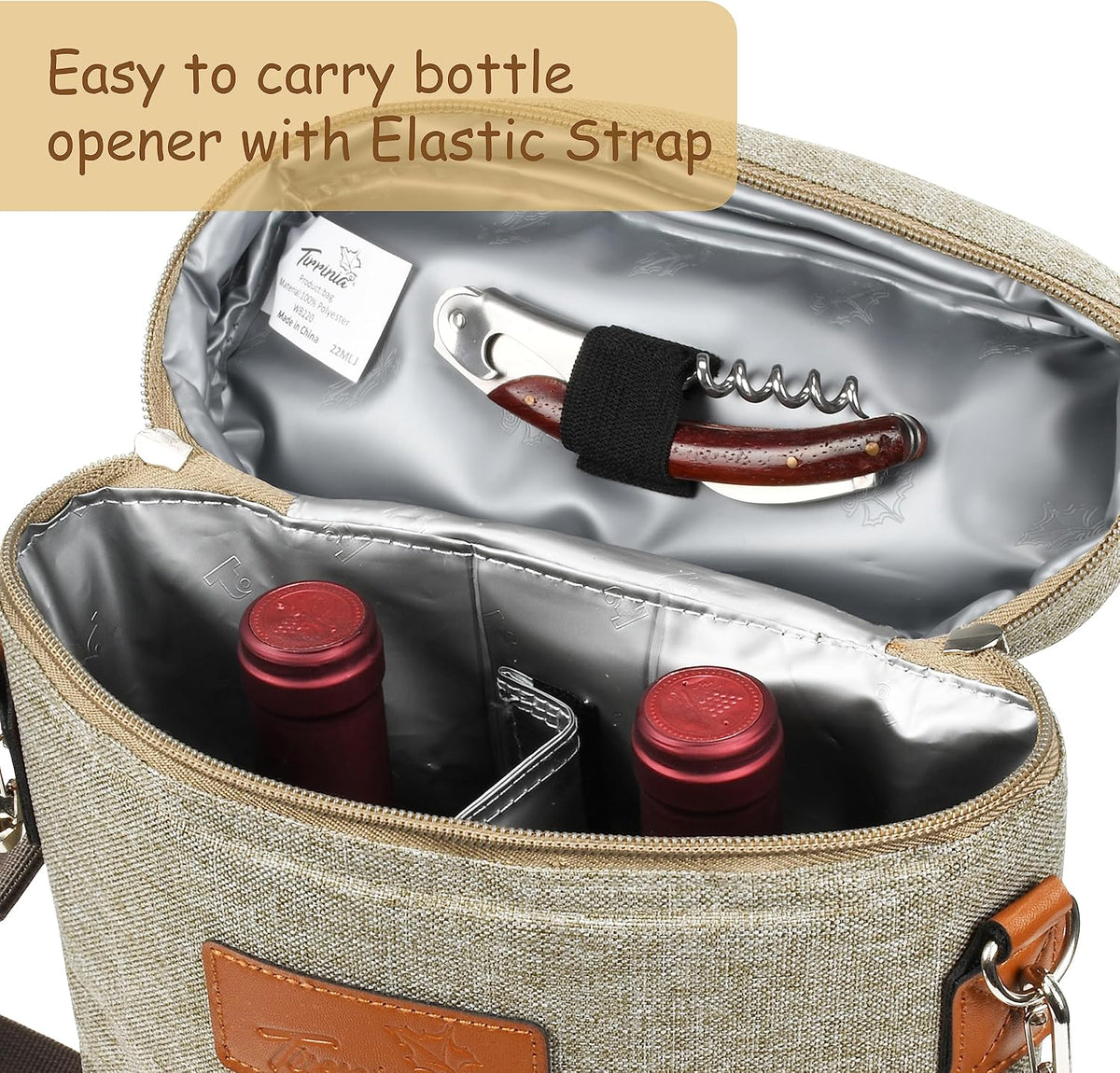 Bolsa térmica para vino con diseño acolchado | Enfriador a prueba de fugas para viajes y fiestas