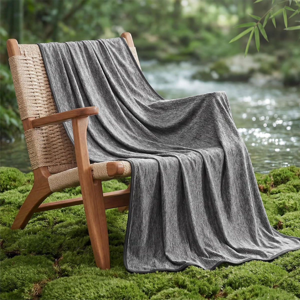 Confort Acogedor | Manta refrescante de verano de rayón de bambú para personas calurosas | Manta ligera para viajes y uso al aire libre