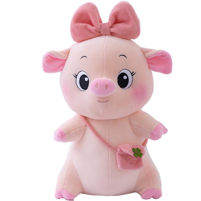 Adorable Pig Stuffed Animal Soft Plush Toy with Bow or Leaf Detail 20 Inch Huggable Companion for Kids Toddlers Adults Bedroom Decor