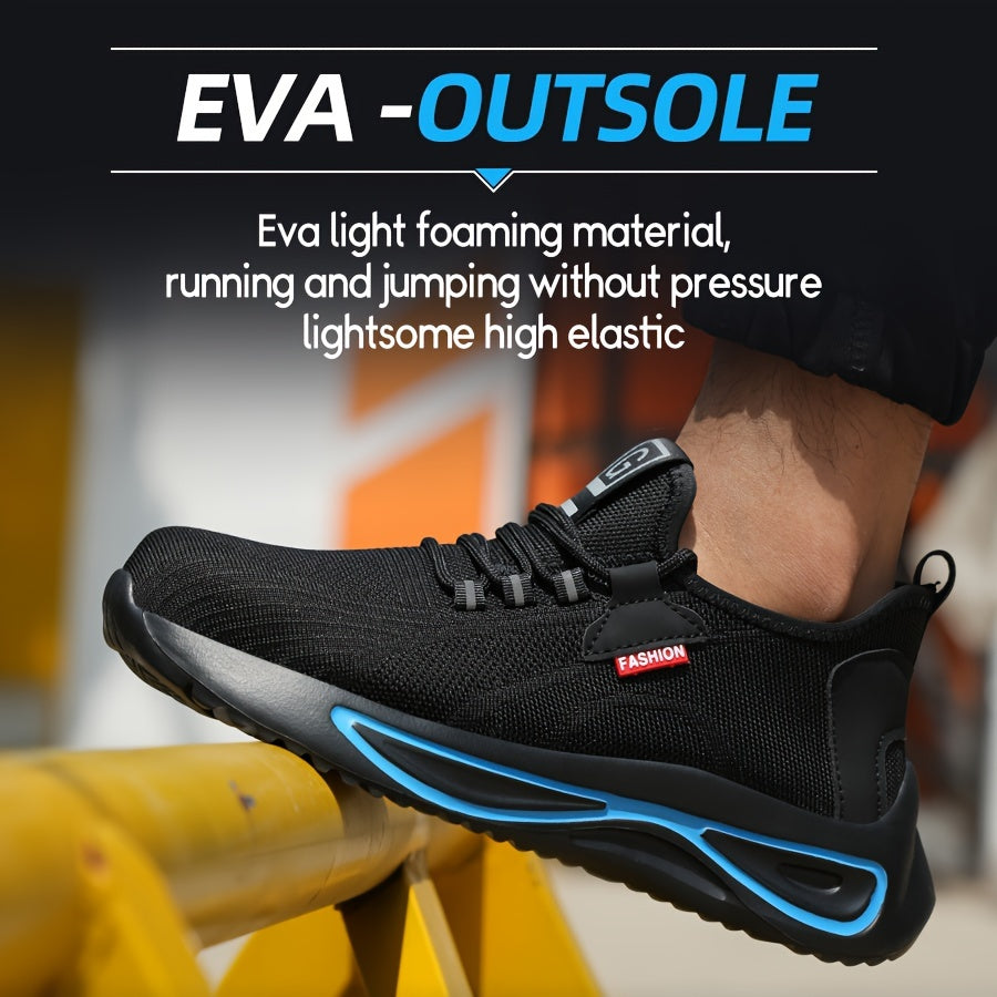 Steel Toe Work Shoes for Men Breathable Mesh Safety Footwear Puncture Resistant Slip-Resistant Outdoor Industrial Construction Job Site