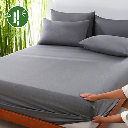 Bamboo Fiber Fitted Sheet Deep Pocket Breathable Cooling Bed Sheet Moisture Wicking Soft Bedding for Summer Twin Full Queen King Cal King