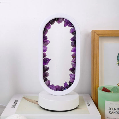 Amethyst Crystal Accent Lamp 8 Inch Purple Glow for Nightstands Meditation Rooms Yoga Spaces Handcrafted Gemstone Light E14 Socket 10W Max B