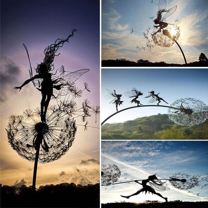 Metal Dandelion Garden Stake – Stainless Steel Outdoor Yard Art for Patio, Lawn & Flower Beds