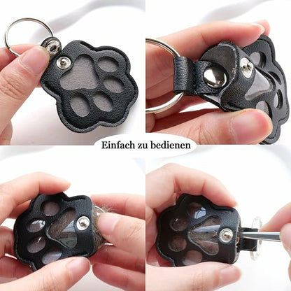 Pet Memorial Keychain with Hidden Keepsake Chamber – Leather Paw Print Charm for Dog & Cat Lovers