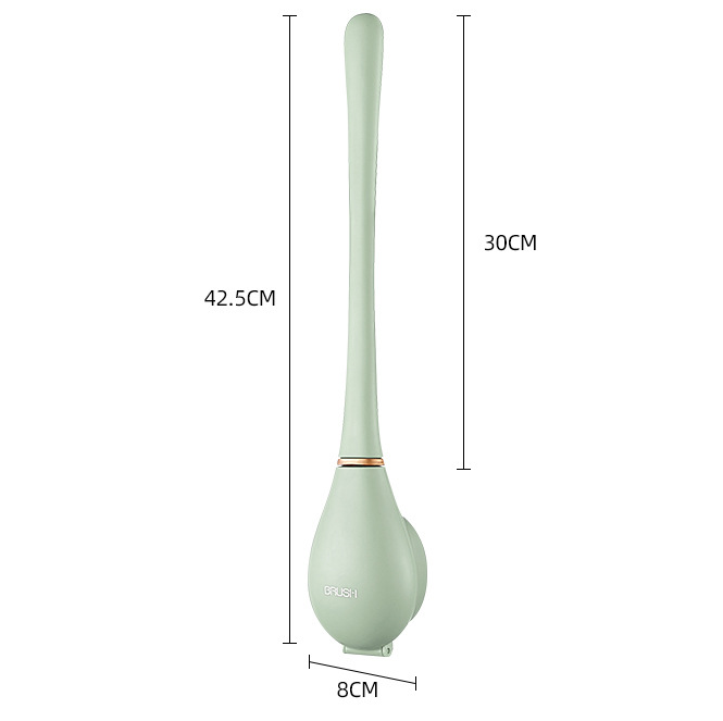 Silicone Toilet Brush with Flat Head & Wall Mount Holder for Deep Bowl Cleaning