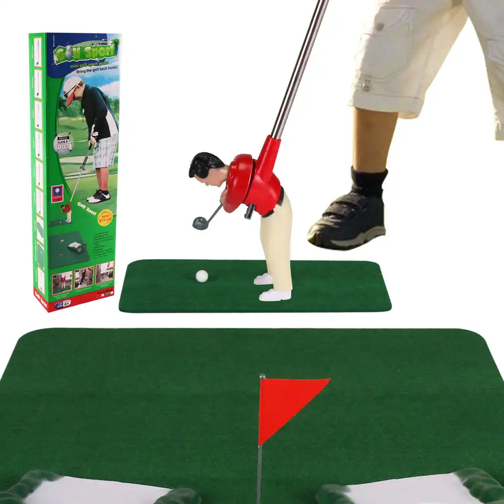 Set de golf para interiores | Set de 5 palos de golf con alfombrilla de práctica y pelotas | Ideal para practicar en casa