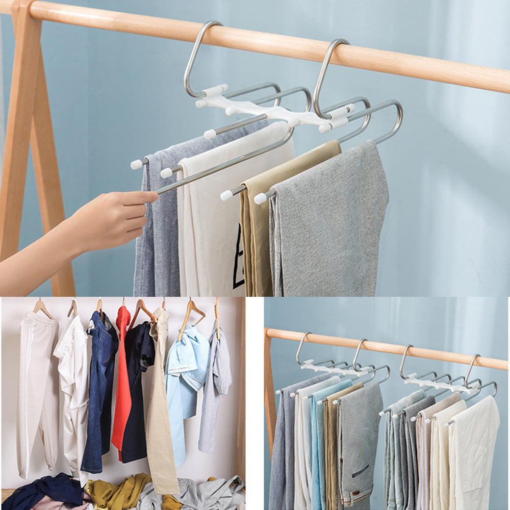 Space-Saving Closet Organizer Hanger with Retractable Arms for Pants, Scarves, Belts & Accessories - Multi-Tier Storage System for Bedroom W