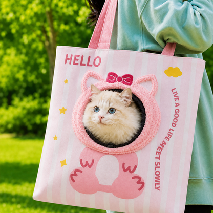 Ortekor Portable Small Pet Travel Tote Bag for Daily Outings - Lightweight Peek-Out Carrier for Cats & Puppies Under 6.6 lb
