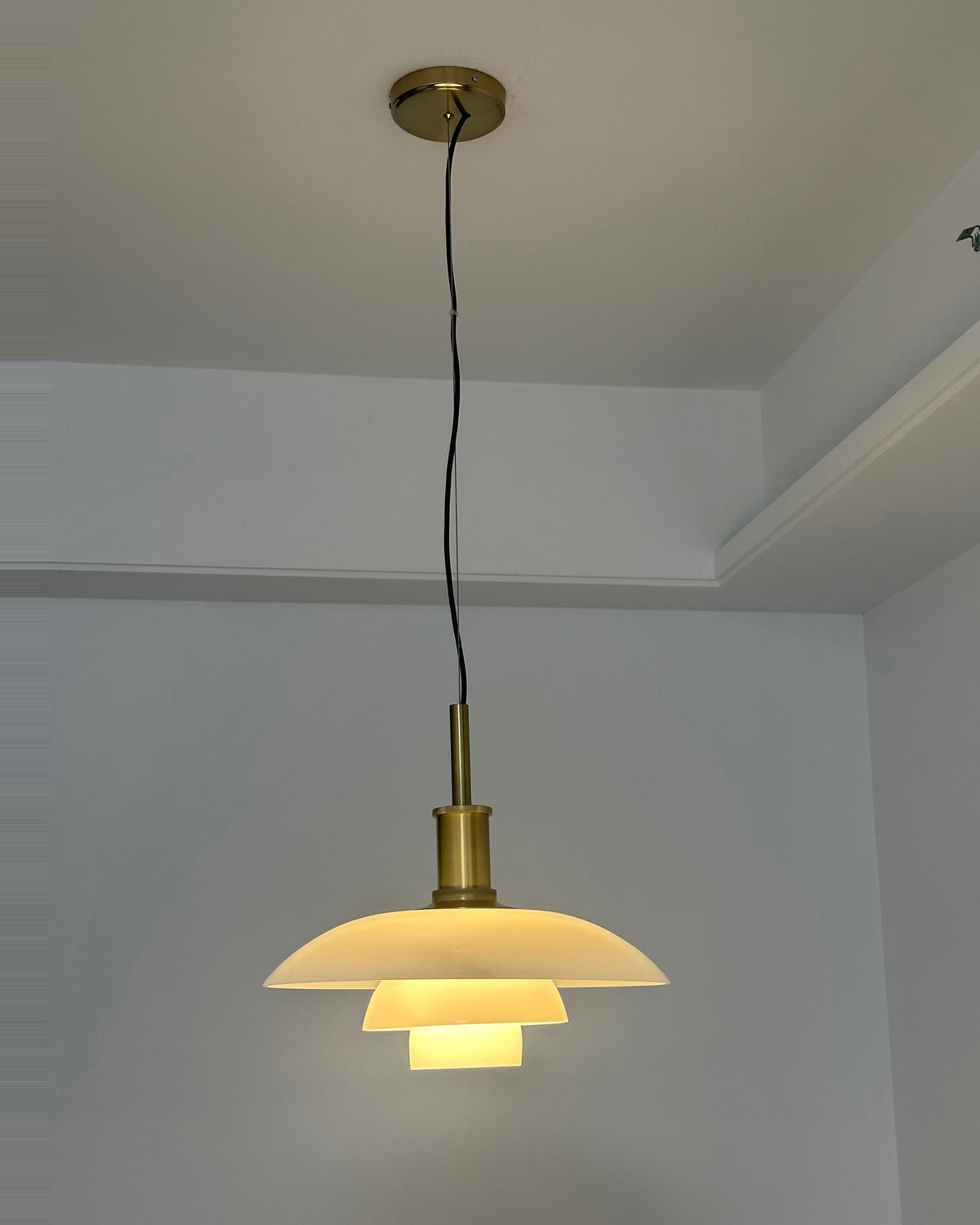 Glass Globe Ceiling Light 11-Inch White Shade Adjustable Hanging Fixture E27 Socket for Kitchen Dining Room Bedroom Modern Minimalist Scandi