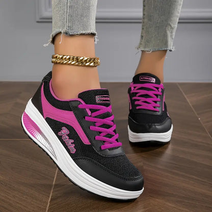 Women's Cushioned Walking Sneakers with Shock-Absorbing Sole – Breathable Mesh Athletic Shoes for All-Day Comfort & Support