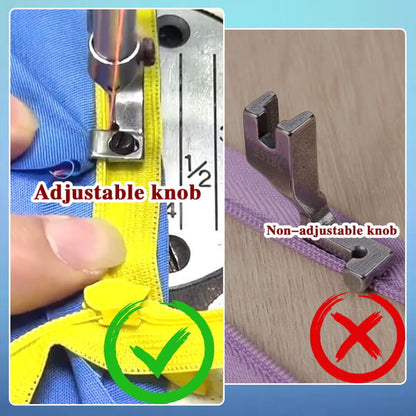 Adjustable Zipper Foot for Sewing Machines – Invisible Zip Presser Foot Attachment for Size 3 & 5 Zippers | Compatible with Most Home Models