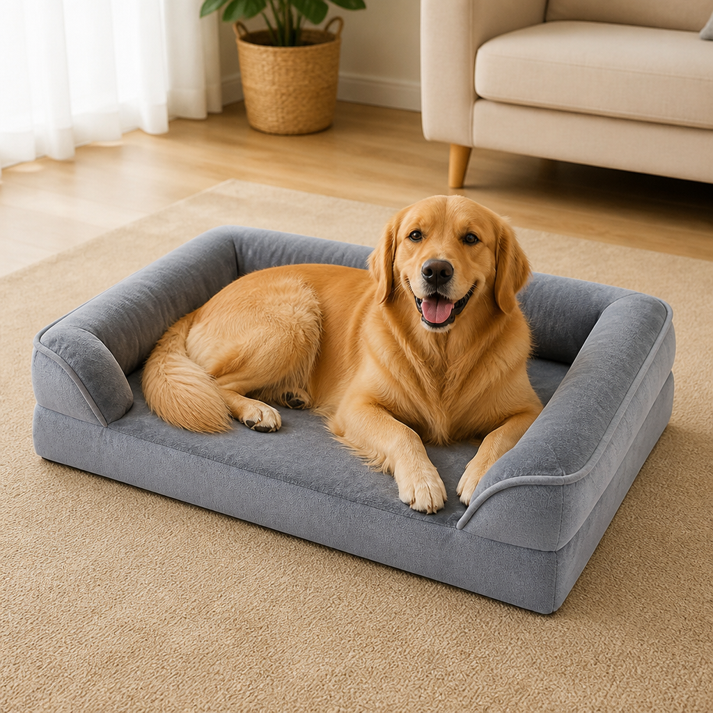Ortekor Orthopedic Egg-Crate Foam & Non-Slip Dog Bed (Removable Washable Cover)