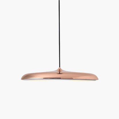Lámpara colgante LED redonda de metal y acrílico – Luz colgante azul de 16 pulgadas para comedor, isla de cocina, dormitorio – Diseño minimalista moderno