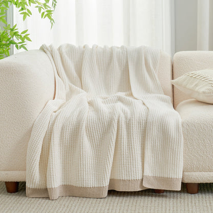 Manta de chenilla con tejido de gofre Ortekor Cozy Bliss | Cálida y transpirable | Suave y elegante para el confort del hogar