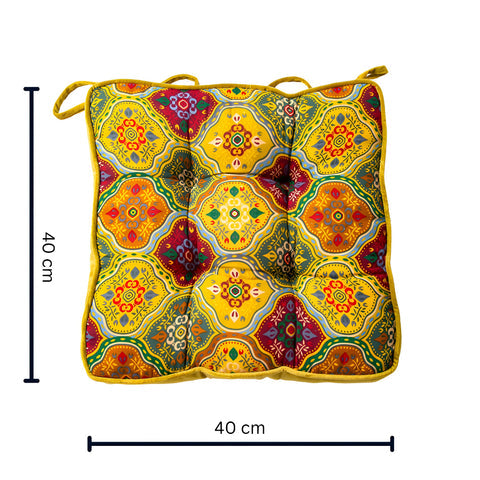 Mira Tie-Strap Cushion - Microfiber Blend, Boho Patchwork Design