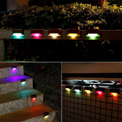 Solar LED Outdoor Step Lights 4-Pack with Automatic Dusk Sensor | Weather-Resistant Wireless Deck & Patio Lighting for Stairs, Walkways
