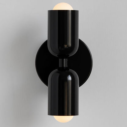 Two-Tone Glass Wall Sconce with Dual Light Uplight Downlight for Bedroom Living Room Hallway Modern Minimalist Home Accent Lighting