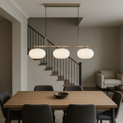 Triple Glass Shade Hanging Light 7-inch Globes Adjustable Height Silver Gold Kitchen Dining Room Ceiling Fixture for Modern Homes