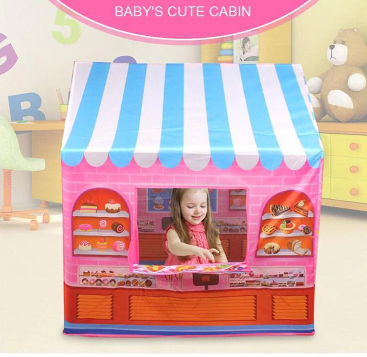 Kids Play Tent Cake Shop Playhouse Pop-Up Fort Indoor Outdoor Pretend Play Space for Toddlers Boys Girls Imaginative Role Play Hideaway