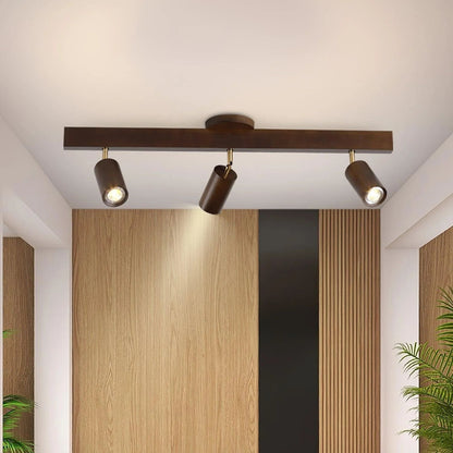 Adjustable LED Track Light 39 in Wood Finish Spotlight Bar Ceiling Mount for Kitchen Living Room Hallway Dining Room Modern Scandinavian Hom