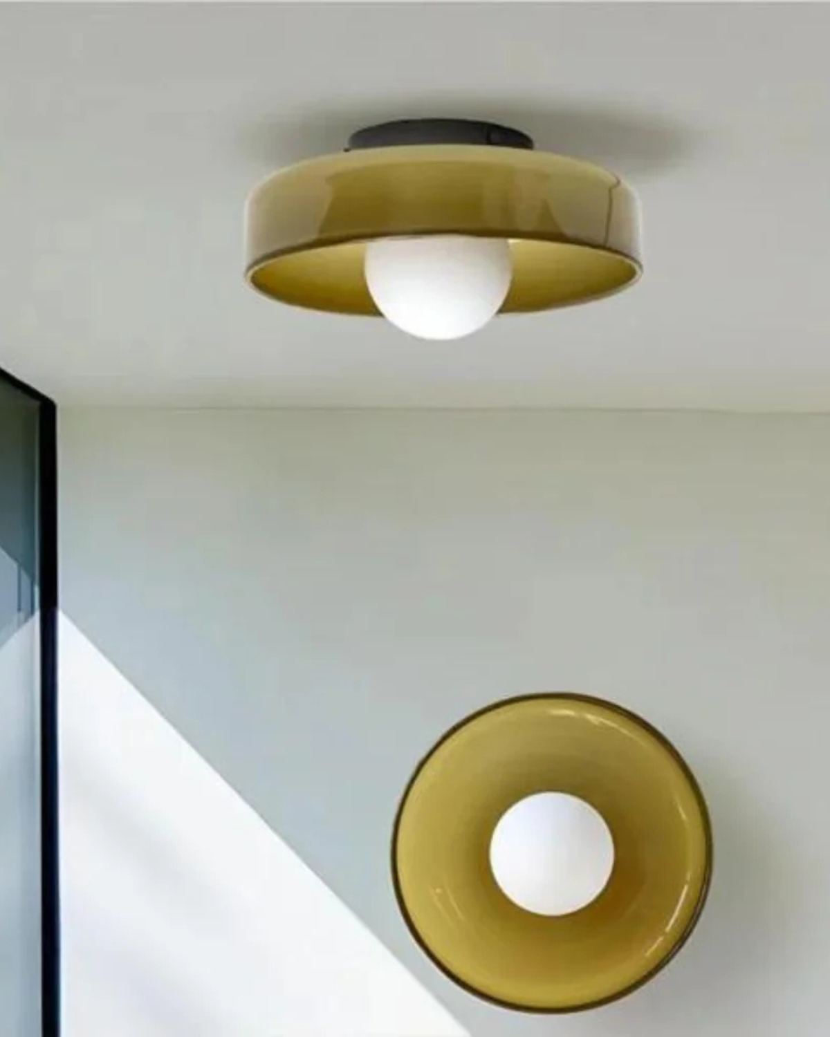 Flush Mount Ceiling Light with Glass Shade and Metal Frame for Living Room, Bedroom, Hallway – Round Overhead Fixture with Warm White Glow
