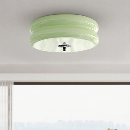 Flush Mount LED Fixture with Adjustable Color Temperature Glass Shade 13 in Diameter for Bedroom Living Room Dining Room Modern Art Deco Sty