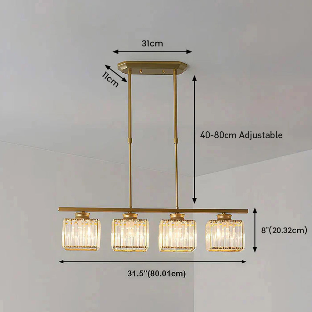 Hanging Fixture with Clear Glass Globes – 3 or 4 Bulb Multi-Head Suspension – Height Adjustable 14-28 in – Black or Gold Metal Frame for Kit