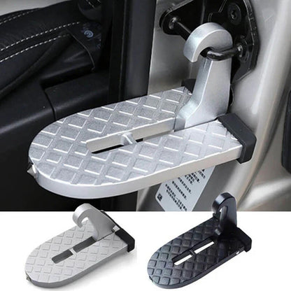 Rooftop Access Step with Emergency Glass Breaker for SUVs, Trucks & Jeeps – Foldable Aluminum Car Door Latch Hook Footstep with Protective