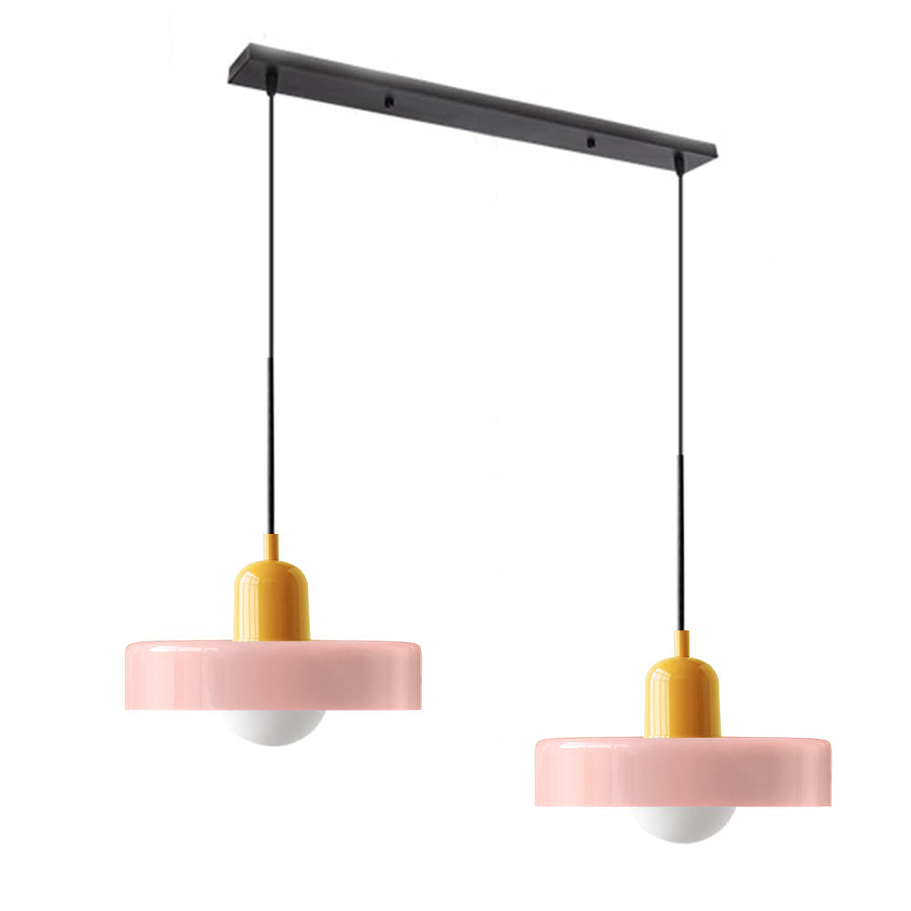Dual-Shade Glass Hanging Light Fixture G9 Socket 14 Inch Ceiling Mount for Kitchen Island Dining Table Living Room Modern Overhead Lighting