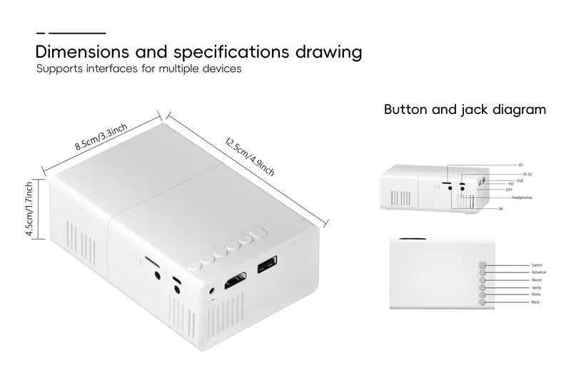 Compact HD Projector 720p with Fast Focus for Home Theater, Gaming & Presentations | Works with HDMI, USB, WiFi, Streaming Devices