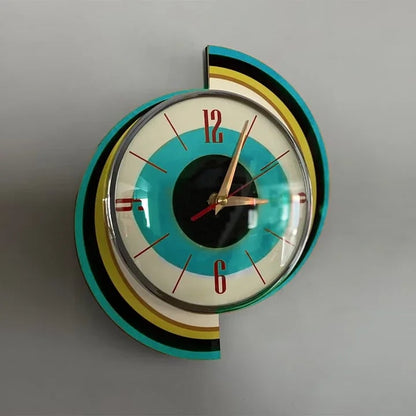 Handcrafted Sunburst Wall Clock Mid-Century Modern Design 16 Inch Silent Battery Operated Decorative Timepiece for Living Room Bedroom