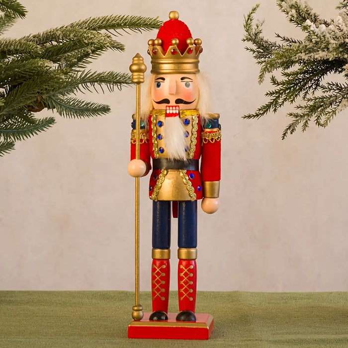 Wooden Nutcracker Soldier Figurine - Hand-Painted Holiday Decor for Mantel, Windowsill & Christmas Display