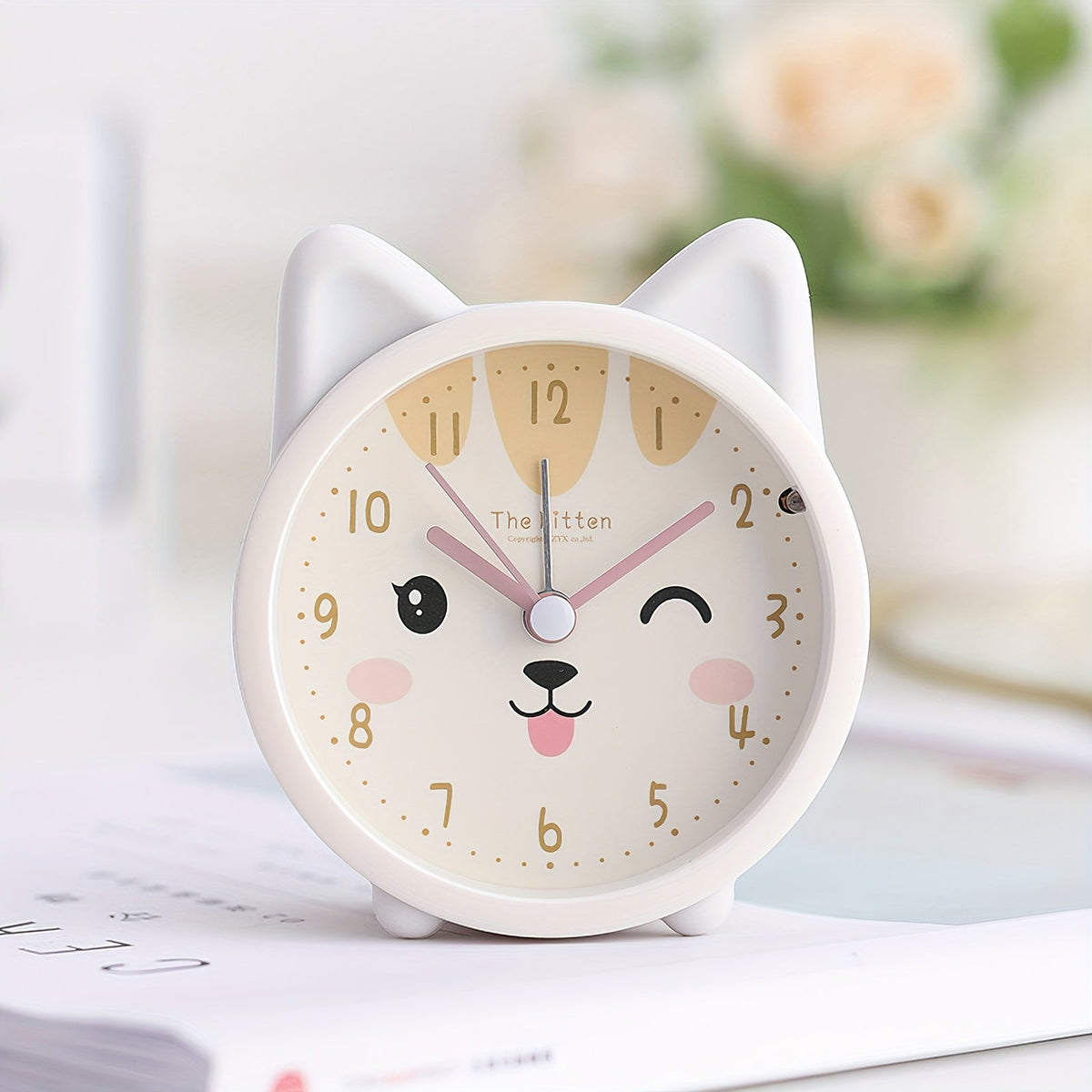 Silent Alarm Clock with Night Light for Kids Bedroom – Cute Bunny Desktop Clock No Ticking Sound