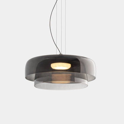 Layered Glass Hanging Light 16.5 in Orange for Kitchen Island & Dining Table – Adjustable Cord Suspension Fixture LED Included Modern Scandi