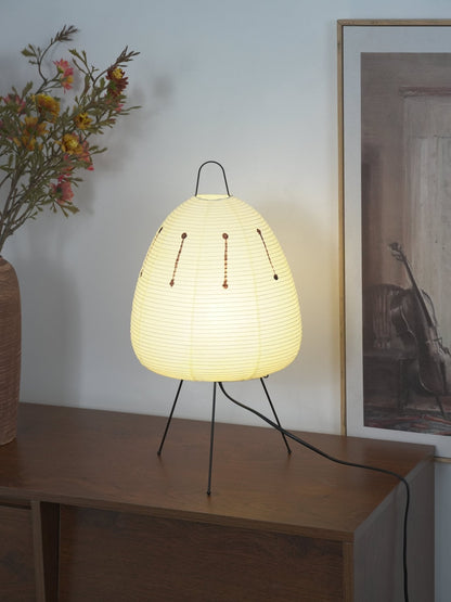 Handcrafted Paper Shade Accent Lamp 10 in Wide Warm Glow LED Bedside Nightlight for Bedroom Office Desktop Reading Nook Minimalist Japanese