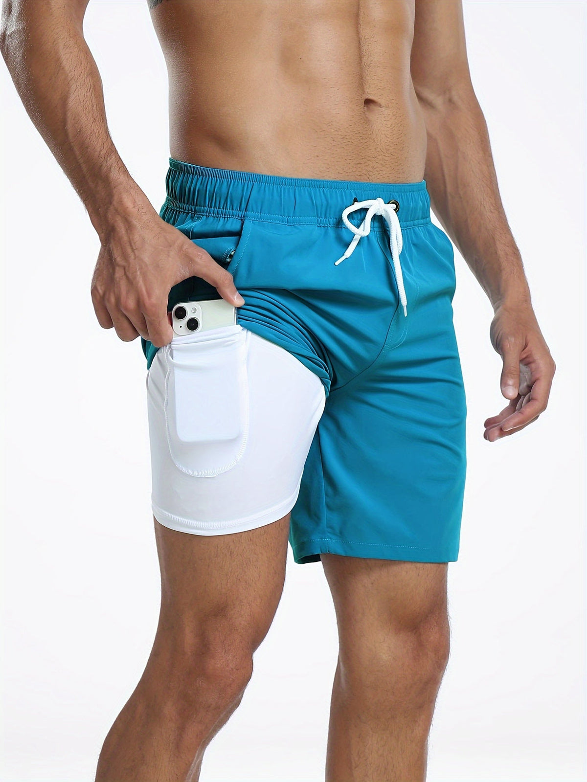 Men's Quick-Dry Swim Trunks with Phone Pocket | Stretch Board Shorts for Beach & Pool | Athletic Leisure Swimwear