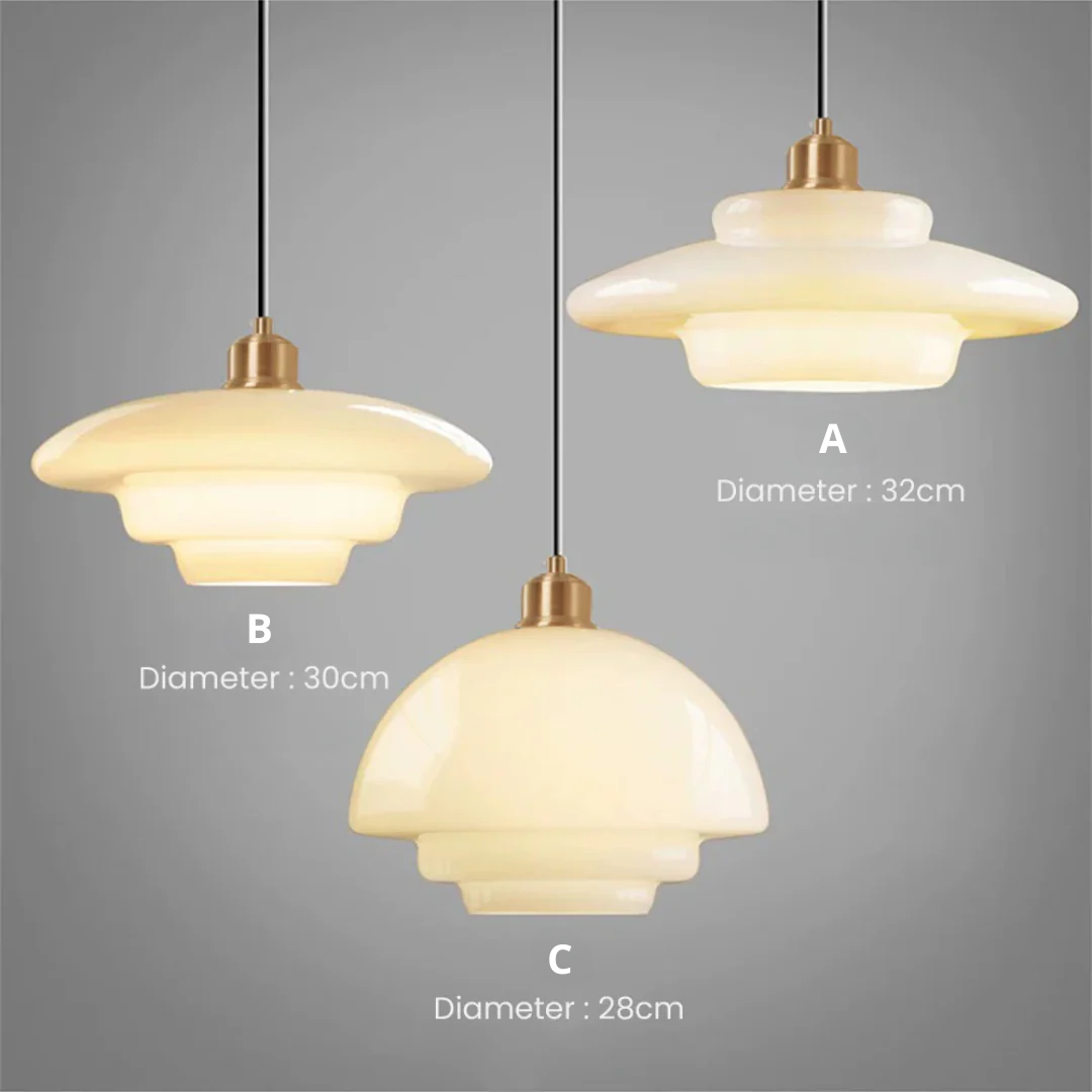 Adjustable Drop Ceiling Light with Cream Glass Shade and Gold Finish for Dining Room Kitchen Island Counter 47 in Cord E27 Socket Modern Far