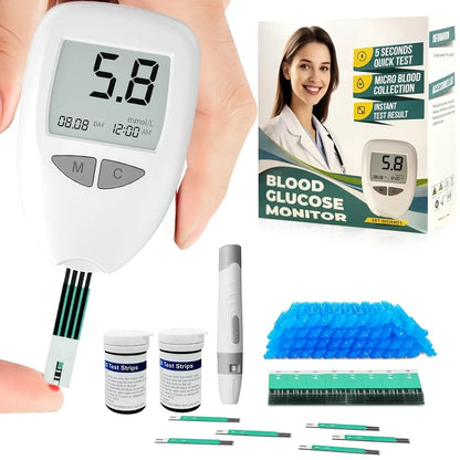 Kit de monitor de glucosa en sangre con 50 tiras reactivas y lancetas | Kit de prueba de azúcar en sangre, dispositivo preciso y portátil para realizar pruebas sencillas en casa, kit de prueba de nivel de azúcar en sangre