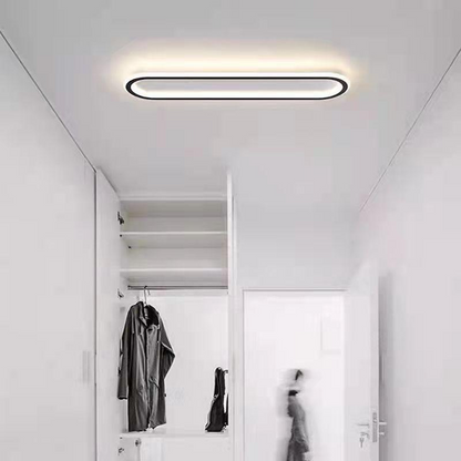 Lámpara LED de techo de montaje empotrado, ovalada, de perfil bajo, en blanco y negro, para dormitorio, pasillo, entrada, vestíbulo, iluminación de techo contemporánea, moderna y minimalista.