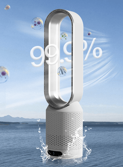 Bladeless Air Cooler Tower Fan with Purifier & Humidifier – 8-Speed Oscillating Evaporative Cooler for Bedroom, Living Room & Office
