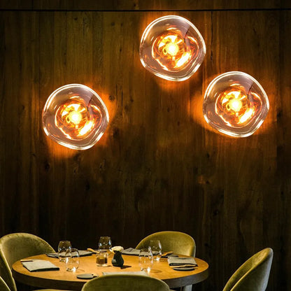 Sculptural Sconce with Handcrafted Amber Shade & E27 Socket for Bedrooms, Living Rooms, Hallways | Modern Artistic Accent Light